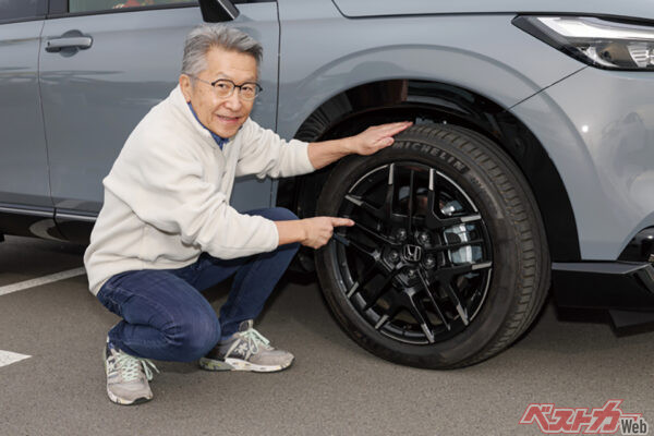 ヴェゼルe：HEV×MS-050。アクセスのMS-050はヒデシさんの超お気に入り。ホイール交換で走りが劇的変化