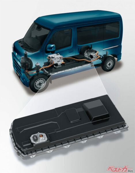 後輪の軸上に搭載されたeアクスル