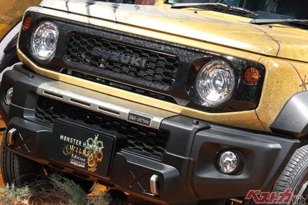 ジムニーが狩猟仕様に!?　冒険キャンプ風デザインを特別採用！　MONSTER HUNTERコラボモデル公開へ