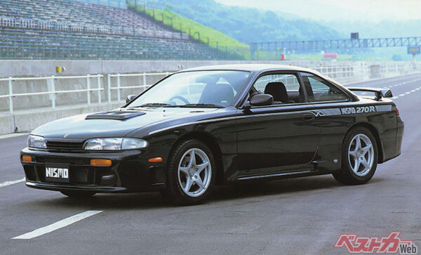 日産 270R（S14シルビア・1994年）。NISMO創立10周年記念車も兼ね誕生した、同社初のコンプリートカー。270Rの車名は270馬力に由来し、限定30台だった