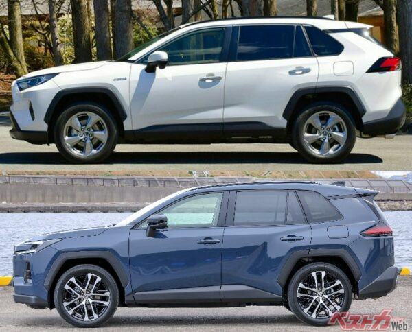 上が先代モデルのRAV4、下が新型RAV4