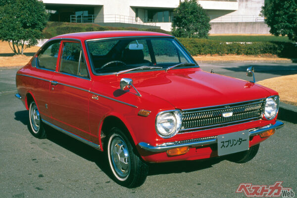 1968年登場のトヨタ カローラスプリンター。初代カローラの2ドアクーペに与えられたサブネームが「スプリンター」だった