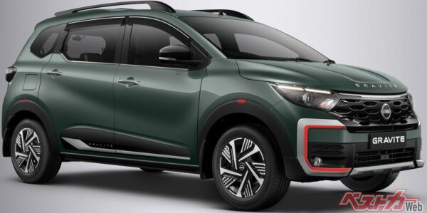 日産「グラバイト」。ルノーのトライバーと基本コンポーネントを共用しているが、外観は差別化が図られている