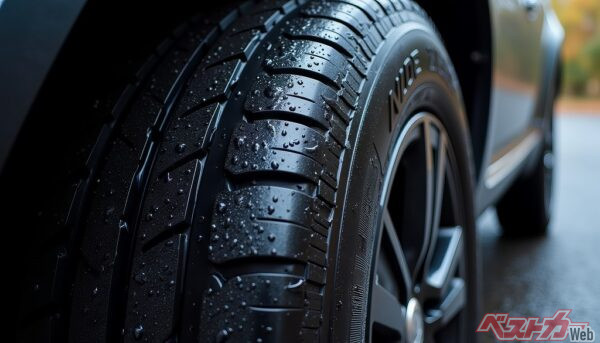 オールシーズンタイヤ。雨天時の排水性を確保しながら、軽度の積雪路でも一定のグリップを発揮する（PHOTO：Adobe Stock_ Alex_Kalin）