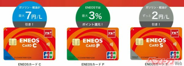 ENEOSカードは3種類用意