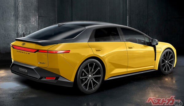 トヨタの新しいデザインテイストでまとめられる次期カローラ。スポーティだが、カローラに期待される居住性は確保している（ベストカー編集部作成の予想CG）