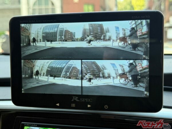 実際の視界よりもワイドなので、交差点では歩行者や自転車をいち早く発見できる