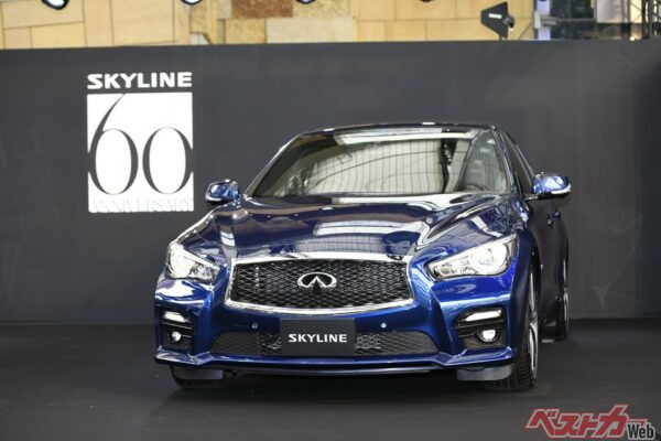 2014年に13代目として登場したV37型スカイライン。写真は、2017年のスカイライン60周年イベントでのもの。インフィニティ・スカイラインてさ！