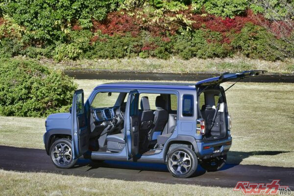 ハスラーはオーソドックスなヒンジドア。このパッケージングはもはや究極の域でスズキらしさが詰め込まれている