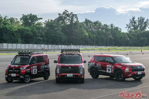 アジアクロスカントリーラリー帯同のサポートカーならラリーアート仕様もあるのだが……。写真はビッグマイチェン前のデリカD:5