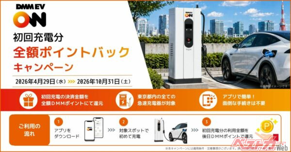 都民はお得!! 初回充電実質無料!! DMM EV ON東京限定ポイント還元キャンペーン実施中