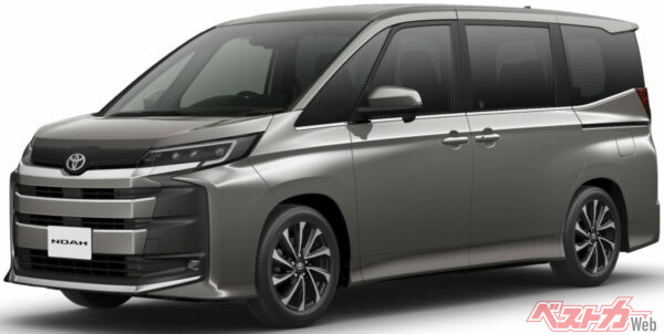 新たに追加となったボディカラー「アーバンロック」。渋みのあるグレー系カラーは、改良型ノアの人気色となる可能性が大きい