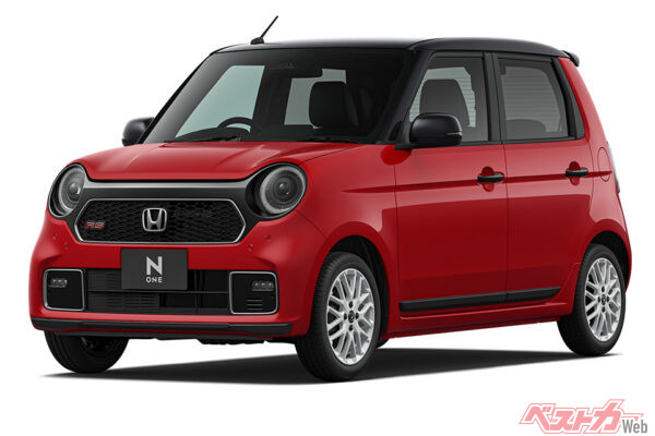 ホンダ N-ONE（176万7700～231万8800円）。RSは6速MT専用グレードとなり、ホワイトの15インチアルミホイールなどを新設定