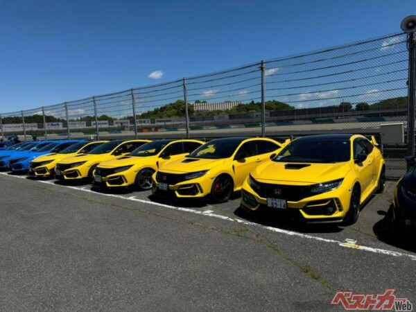 各車種ボディカラー別に並べられていた