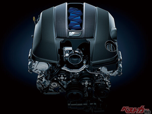 2007年のIS F登場とともに誕生したV型8気筒4968ccエンジン。ボア×ストロークは94.0×89.5mm