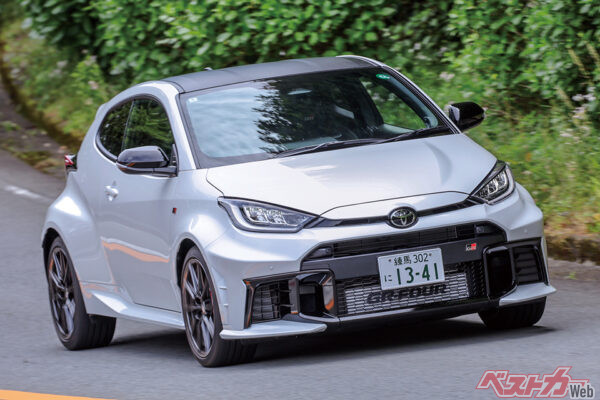 トヨタ GRヤリス（G16E-GTS）。直列3気筒DOHCターボ　1618cc　304ps/6500rpm　40.8kgm/3250-4600rpm