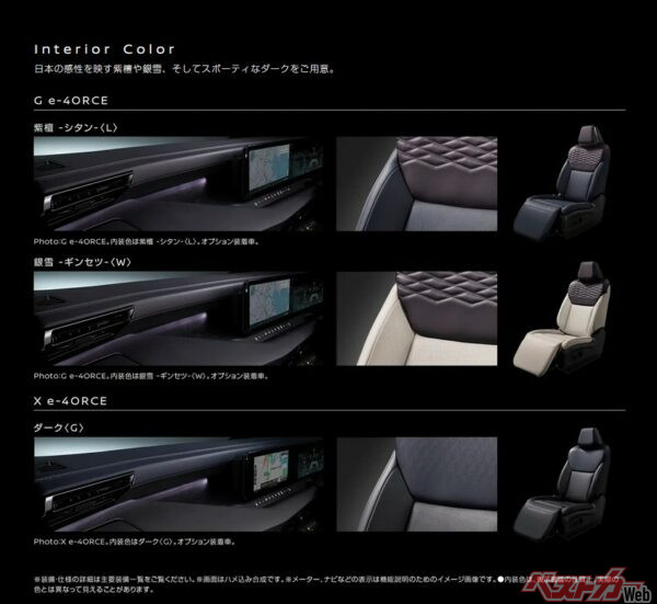 G e-4ORCE、X e-4ORCEのインテリア　