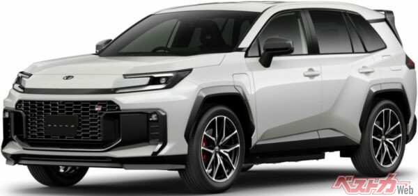 RAV4 GRスポーツは630万0000円。内外装の違いに加えて、専用チューニングサスとEPS、GRパフォーマンスダンパー、GRブレース（リヤサスペンションメンバー）なども搭載したコンプリートカーだ