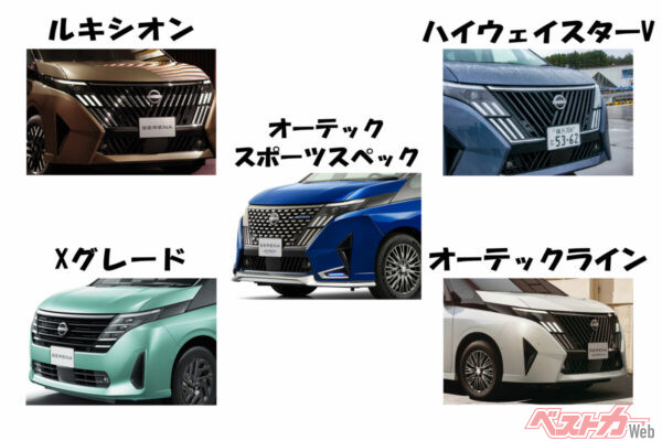 グレードによるフロントの主な違い