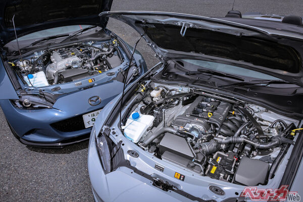 幌のロードスターに初搭載された2L、直4DOHC。標準が184ps/20.9kgmに対し12Rは200ps/20.9kgmで差別化