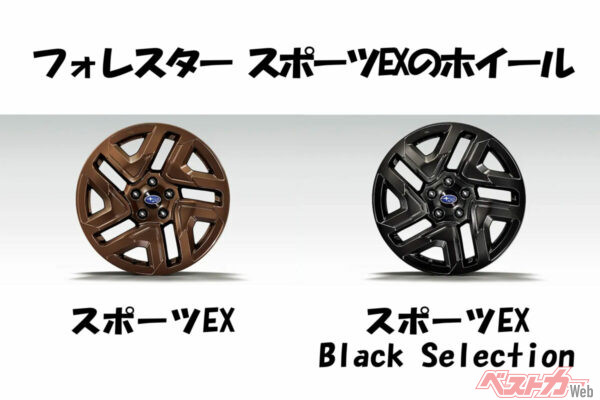 ホイールの比較。左が通常のスポーツEX、右はスポーツEX ブラックセレクション