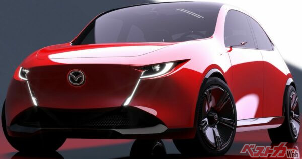 ジャパンモビリティショー2025にて初披露された「MAZDA VISION X-COMPACT」。全長3825mmは、従来のマツダ2よりもコンパクトだ