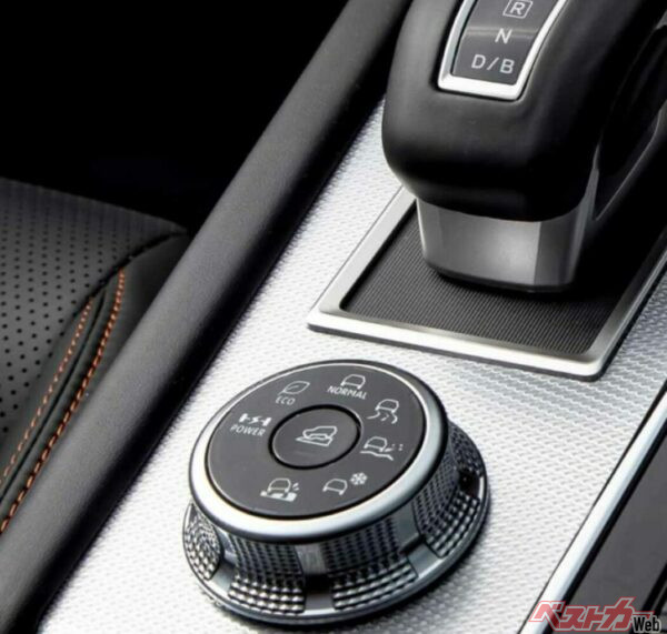 ローグPHEV の7つのドライブモード（ノーマル、パワー、エコ、ターマック、グラベル、スノー、マッド）は、大幅改良前のアウトランダーPHEVと同じだ