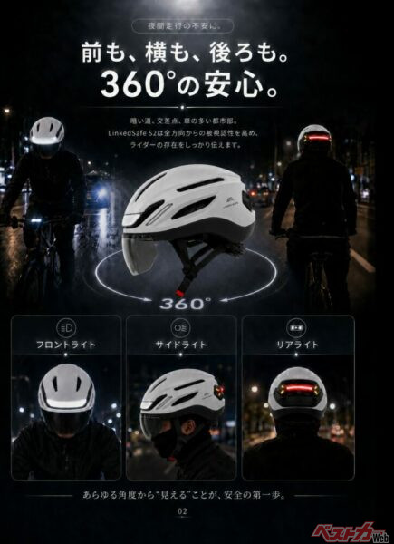 360°全方向にLED警告ライトを内蔵