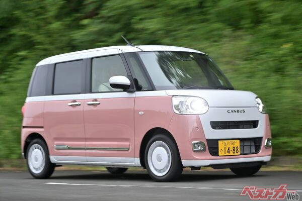 白とのツートンカラーがレトロでオシャレなムーヴキャンパスのストライプスバージョン
