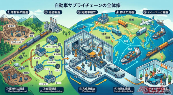 日本の自動車産業をより強固なものにするにはサプライチェーンの再構築が欠かせないと強調する（イメージ）