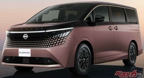 2026年7月に発売予定の新型エルグランド。足回りには、電子制御ショックアブソーバー（インテリジェント ダイナミックサスペンション）が全車標準装備されている