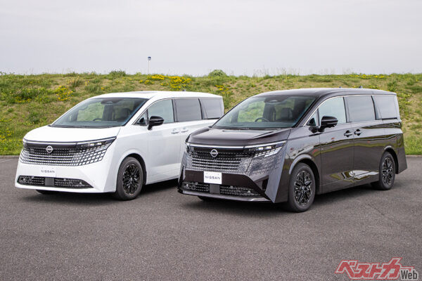 新型日産 エルグランド（1.5Lターボ e-POWER）。1.5Lターボエンジンを発電専用とするe-POWERは500Nm以上というトルクしか発表されていないが、間違いなく速い