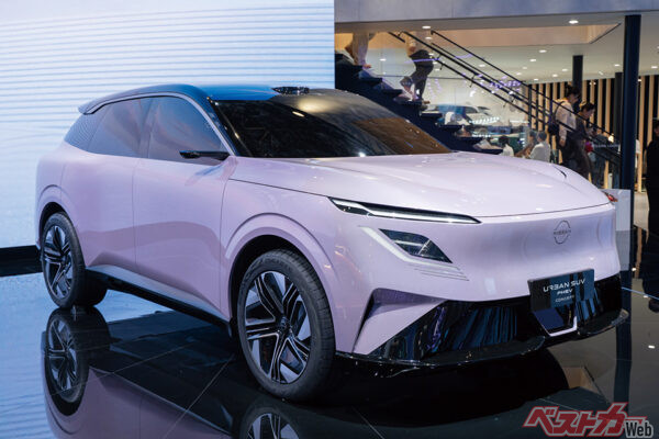 アーバンSUV PHEVコンセプト（日産）。中国向け電動SUV「NX8」（発表ずみ）に近い印象を持ちながら、若い消費者層へと訴えかけるスポーティさを融合。デジタルサイドミラーやルーフのLiDARも特徴的な要素で、高度な運転支援機能に期待だ