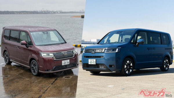 ステップワゴン30周年特別仕様車、右がe:HEV エアー EXで左がe:HEV スパーダ 30周年特別仕様車
