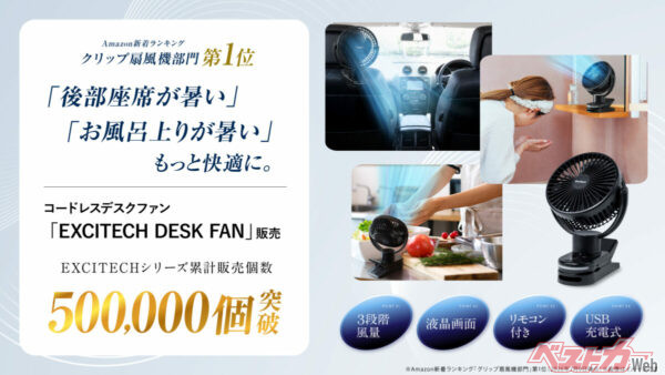 後席が暑くてたまらん!! そんな時に役立つ3WAYコードレス扇風機が便利すぎ!!