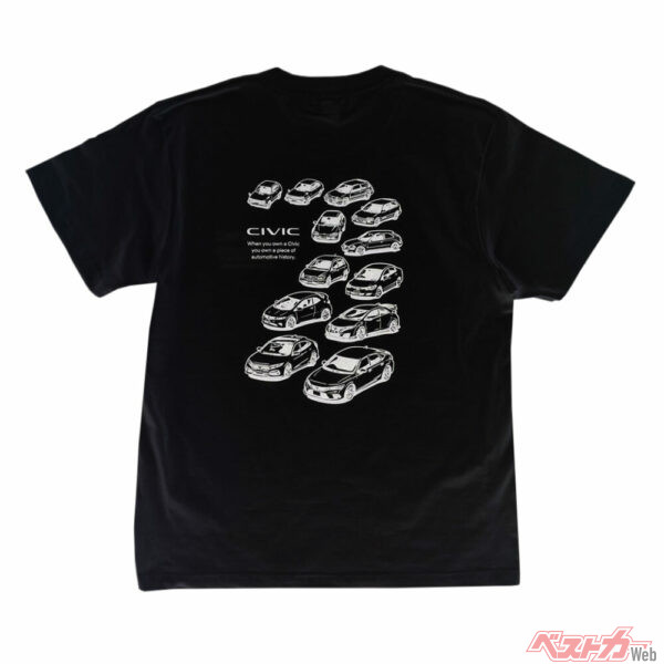 歴代シビック全部入り!! ファン必須のTシャツに新色ブラック登場!!
