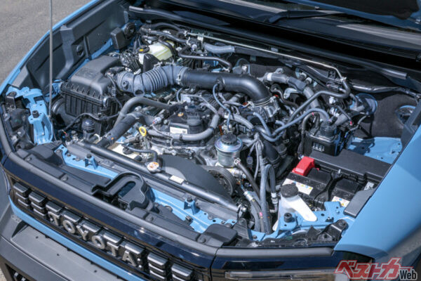 直4、2.7リッターガソリンエンジンは最高出力163ps、最大トルク25.1kgmを発揮。1960㎏のランクルFJには充分な動力性能だ