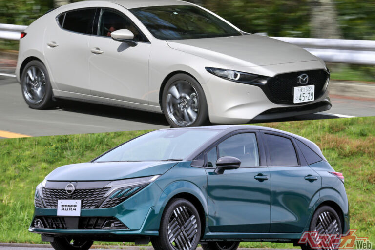 上質な小型車ならどっち!?　日産ノート オーラ対マツダ3を内装と走りで比較