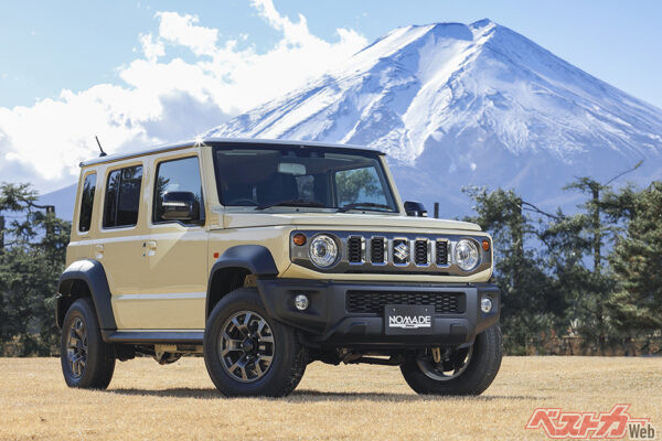 スズキ ジムニーノマド（2025年4月発売）。1.5L・NAとパートタイム4WDを採用。ジムニー初の5ドアモデルでインドで生産して日本に輸入される。5MT、4ATともに292.6万円