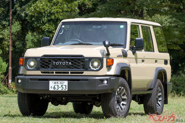 トヨタ ランドクルーザー70。2023年11月に開始。2.8Lディーゼルターボ搭載。中古相場：約720万～1050万円