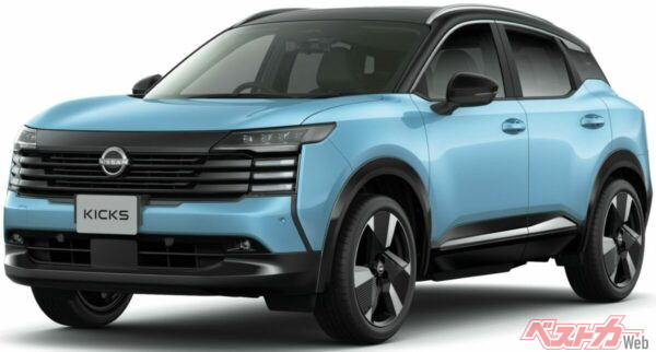 新型キックス。第3世代e-POWERを搭載し、力強い走りと電動車らしい滑らかさを両立したコンパクトSUVだ