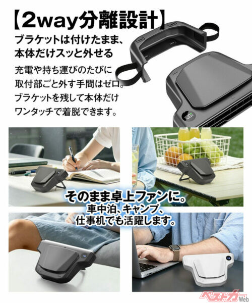 ブラケットは付けたまま、本体だけワンタッチで着脱