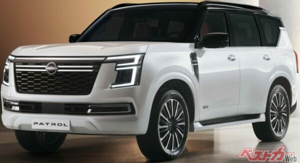 日産のフラッグシップ「パトロール」。コの字型のヘッドライトやグリルのラインなど、その特徴的なデザインがテクトンにも受け継がれている