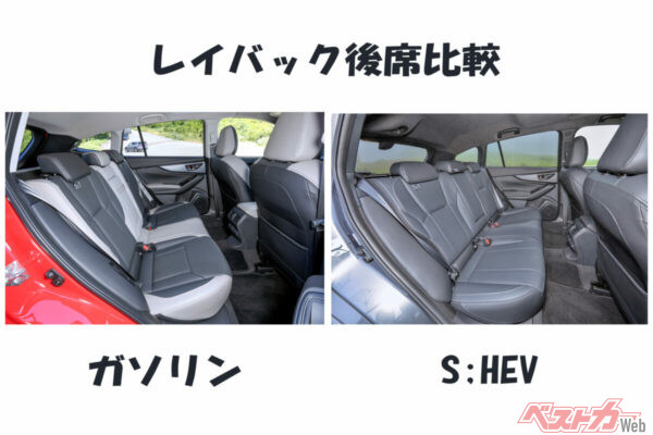 後席の比較。一見するととくに違いがないようにも見えるが、リクライニング機構や分割可倒といった面では大きく異なる