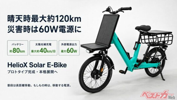 太陽光で発電＆緊急時には給電も!! 頼もしい電動バイクがレジャーにも防災にも役立つ!!