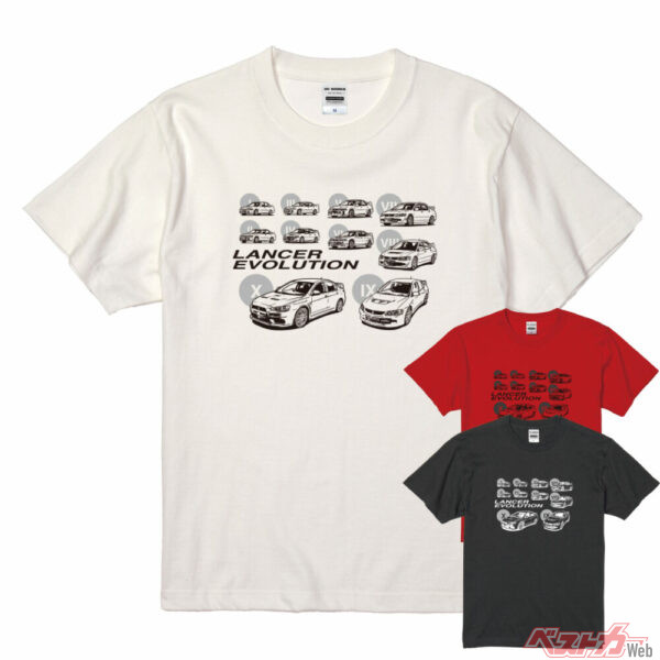 歴代ランエボを胸に飾れ!! ランエボファン必見のTシャツが出た！