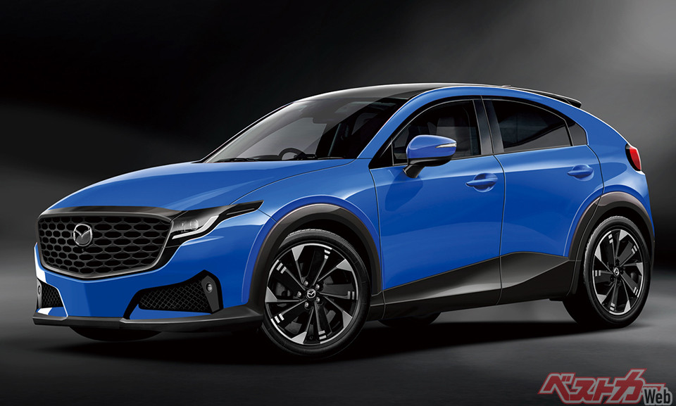 2027年からタイで生産し、日本への導入も決まっている新型CX-3。マイルドHEVの国内主力モデルとなる（ベストカー編集部作成の予想CG）