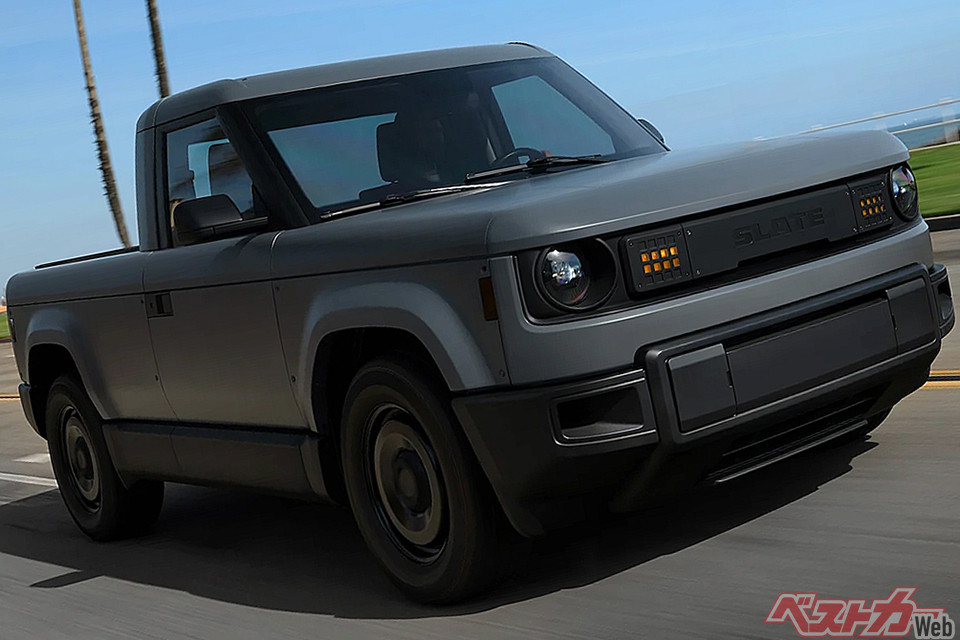 「5人乗りSUV」に変身できる!? 約400万円の激安EVトラック登場！ 手回し窓採用の「スレート」が斬新すぎる