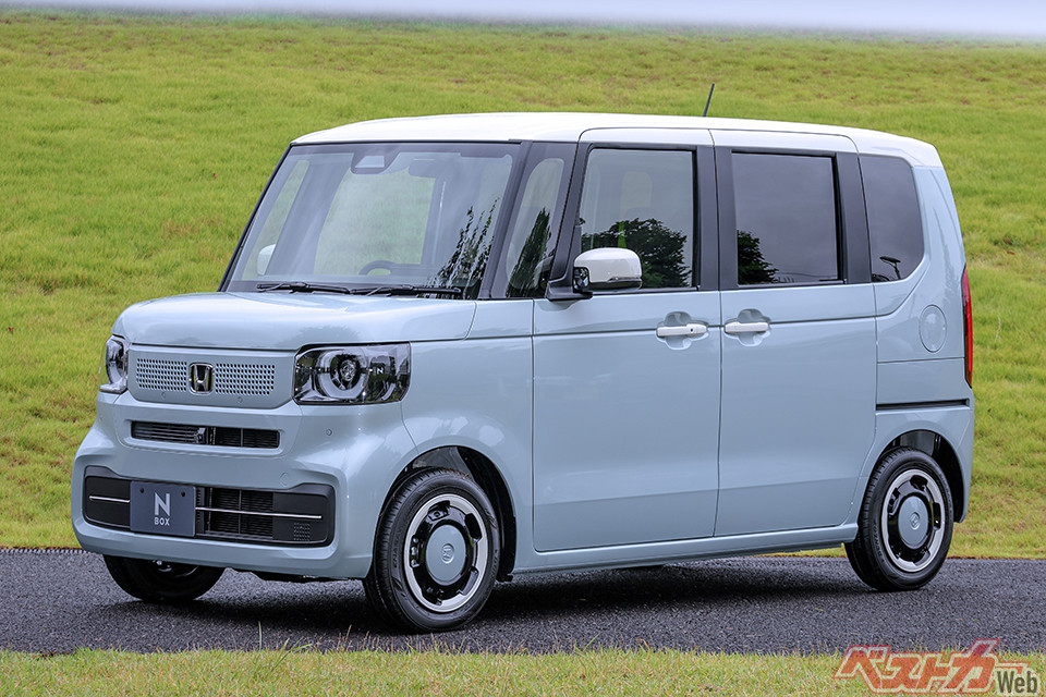 ホンダ N-BOX（価格帯：176万8800～274万3400円）。全長3395×全幅1475×全高1790mm　ホイールベース2520mm　658cc、直3　最高出力58ps・最大トルク6.6kgm　WLTCモード燃費：21.6km/L