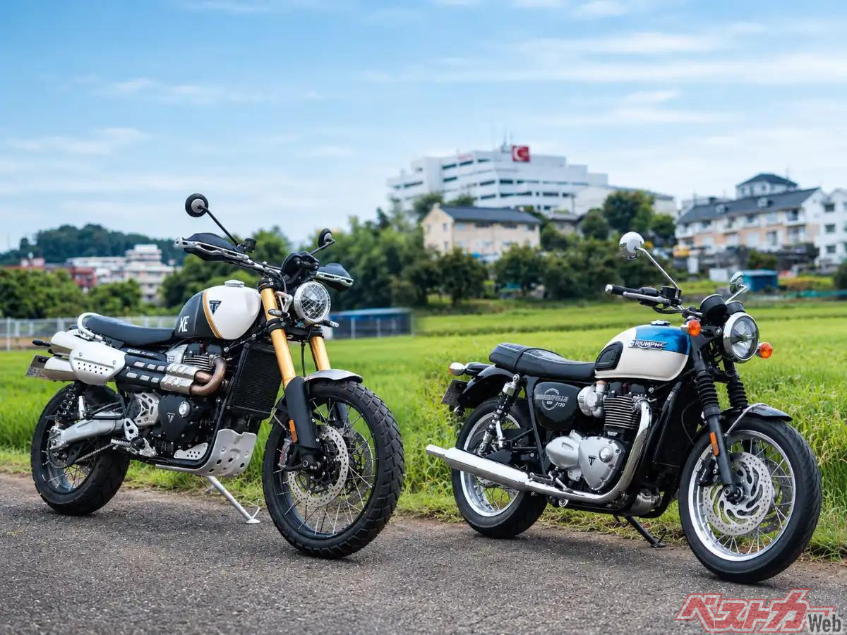 同じ1200ccでも走りは別物！ トライアンフ SCRAMBLER 1200 XEとBONNEVILLE T120を乗り比べ